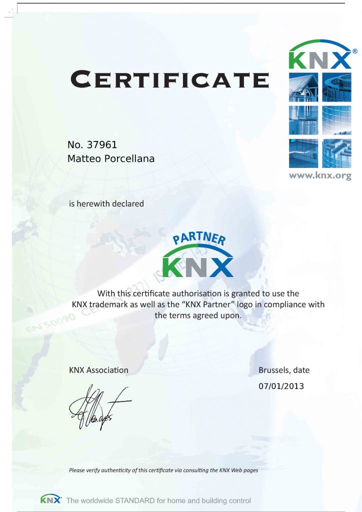 2013-01-07 CertificatoKNXMatteoPorcellana